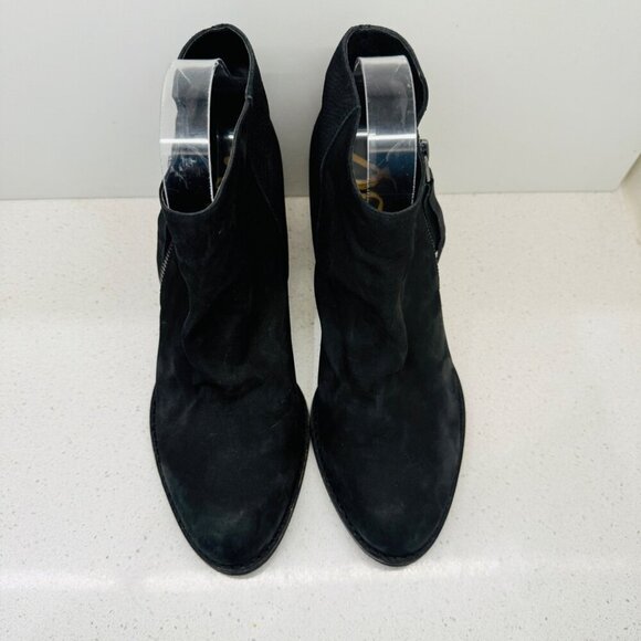 Sam Edelman Macon Booties Black Suede Genuine Leather Heeled Boots Shoes Sz 8.5 - Picture 3 of 15